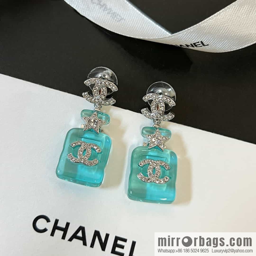 New ☑️ chanel c2 double c blue perfume bottle earrings