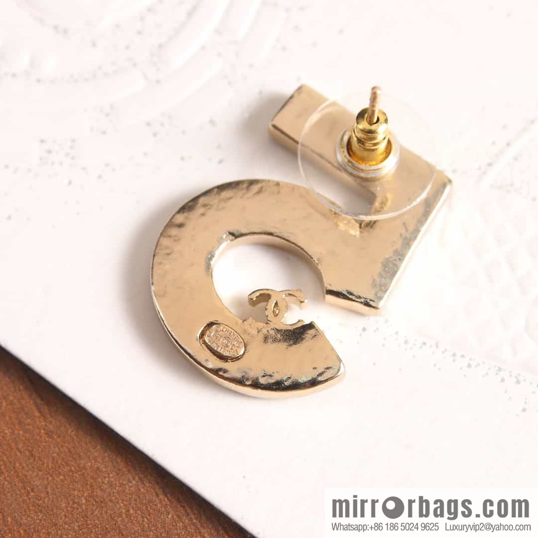New ☑️ chanel c1 double c no. 5 black leather earrings