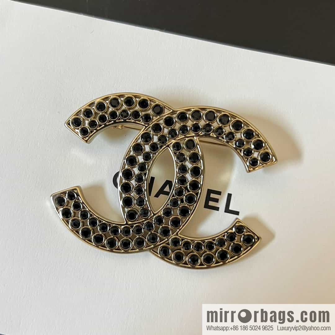 New ☑️ Chanel Double C Black Diamond Brooch