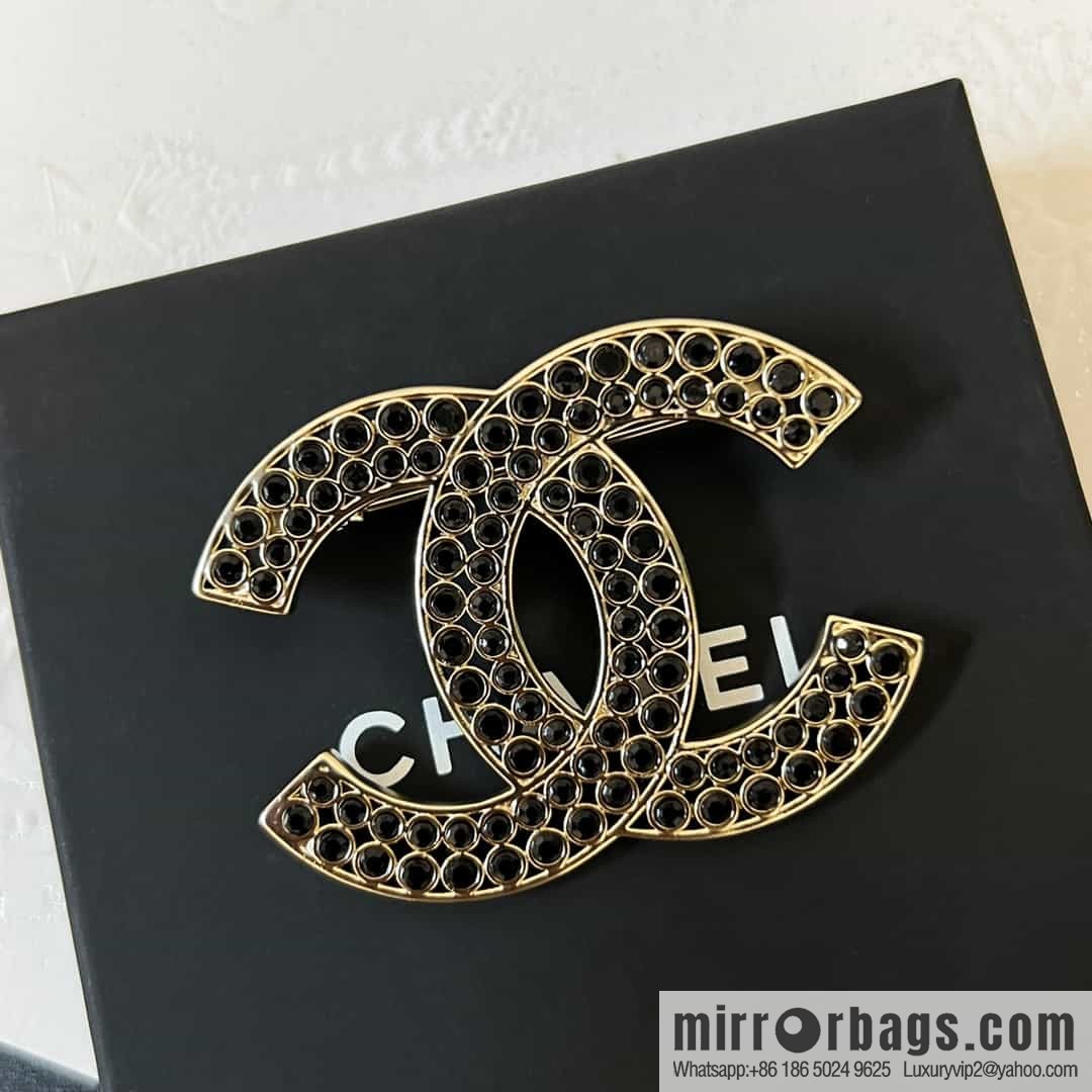 New ☑️ Chanel Double C Black Diamond Brooch