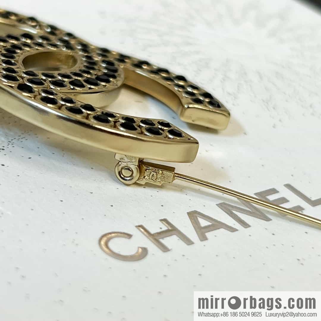 New ☑️ Chanel Double C Black Diamond Brooch