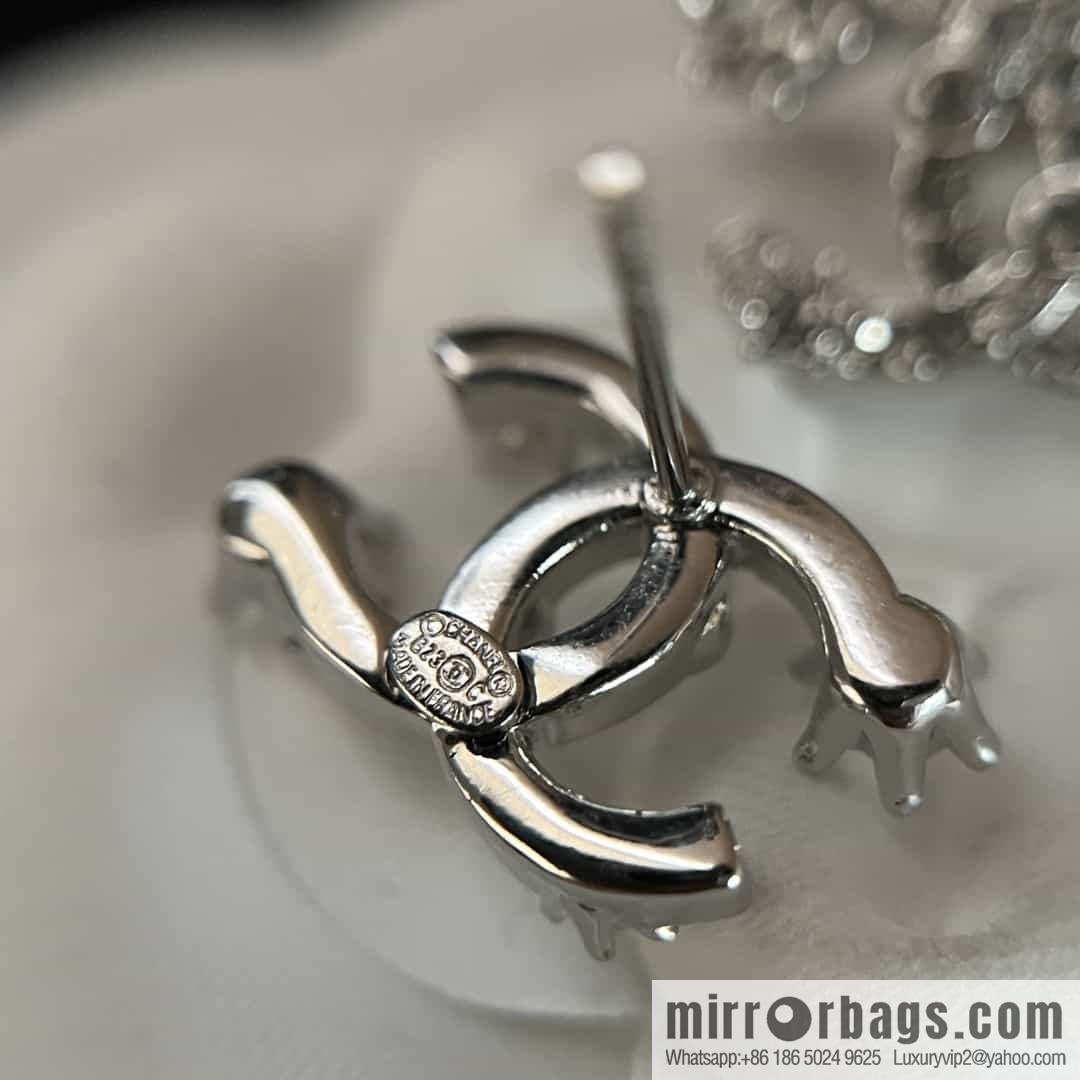 New ☑️ Chanel c1 double c full diamond snowflake stud earrings