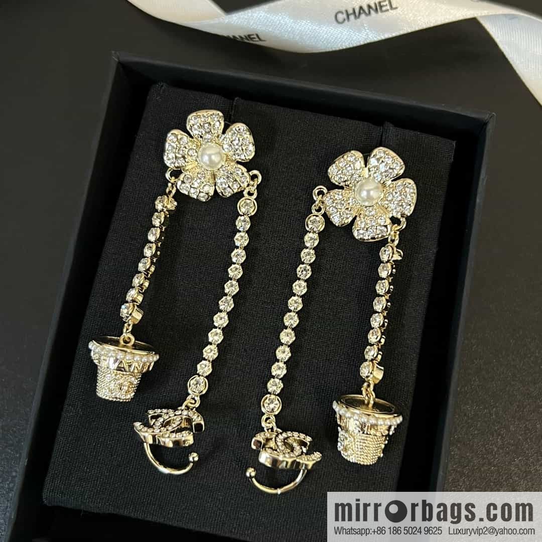 New ☑️ CHANEL CHANEL c2 double c flower pot earrings stud earrings