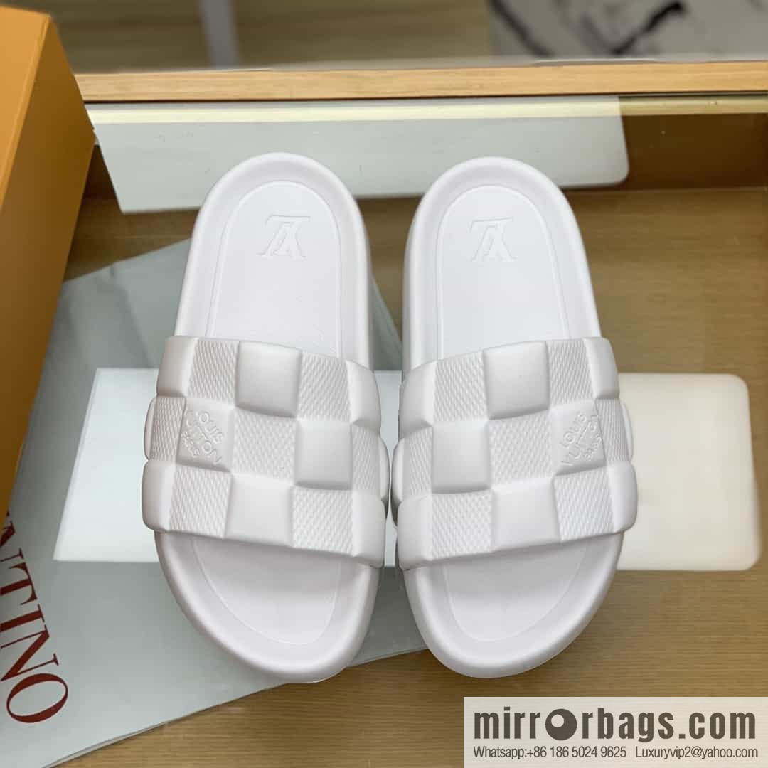LV/Louis Vuitton features classic monogram printed His & Hers sandals