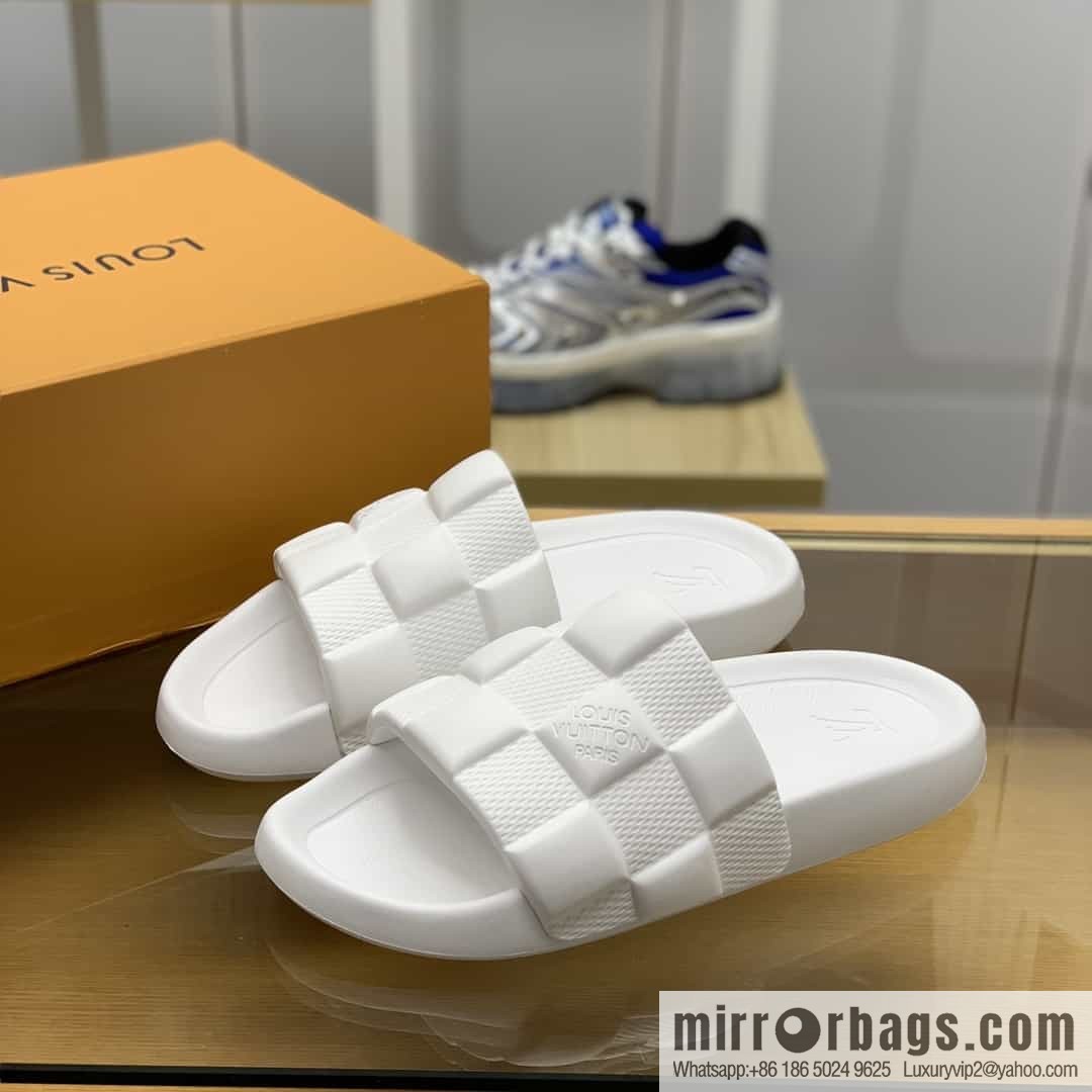LV/Louis Vuitton features classic monogram printed His & Hers sandals