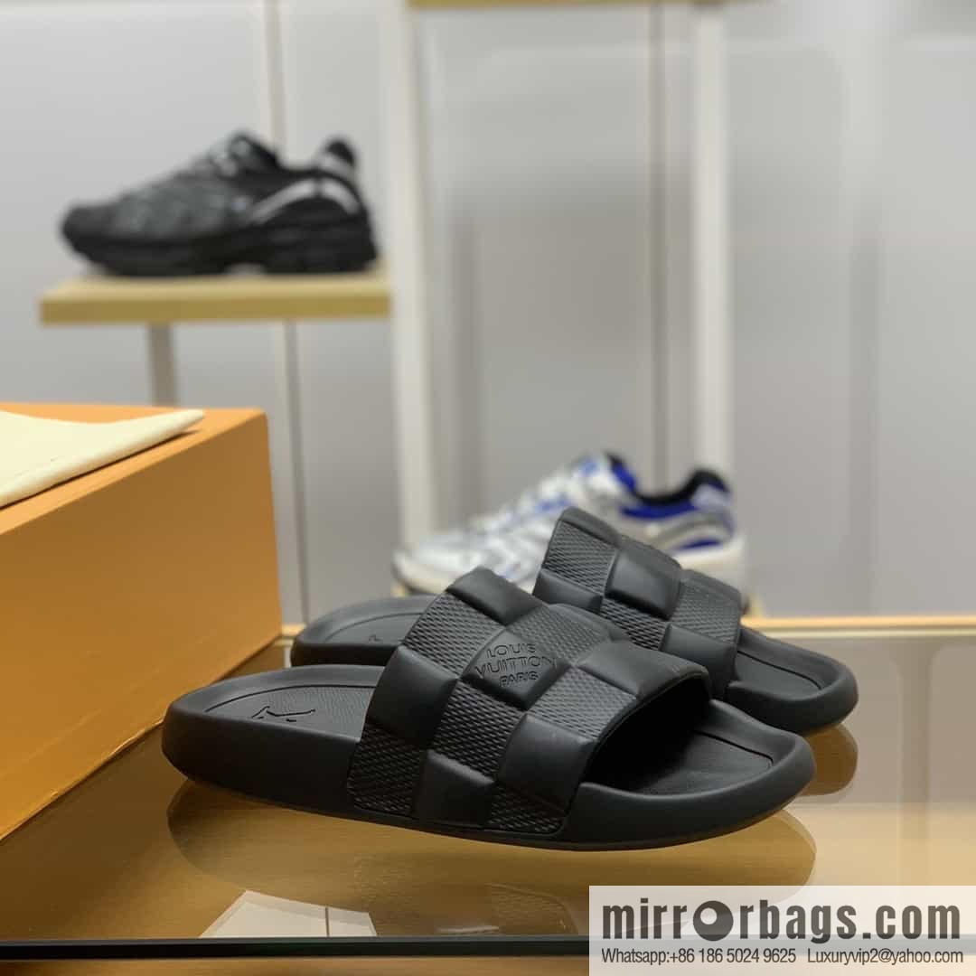 LV/Louis Vuitton features classic monogram printed His & Hers sandals
