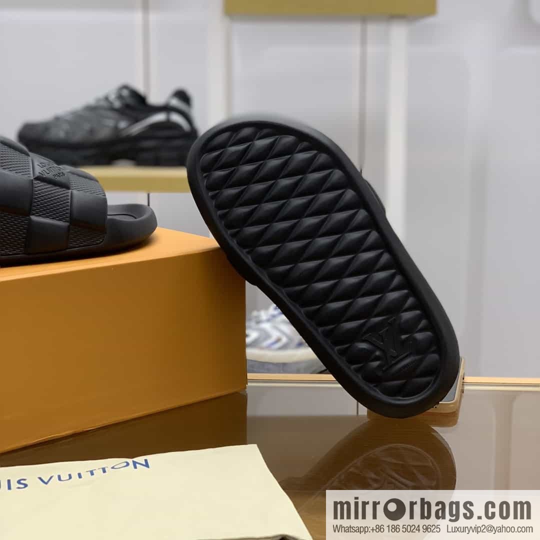 LV/Louis Vuitton features classic monogram printed His & Hers sandals
