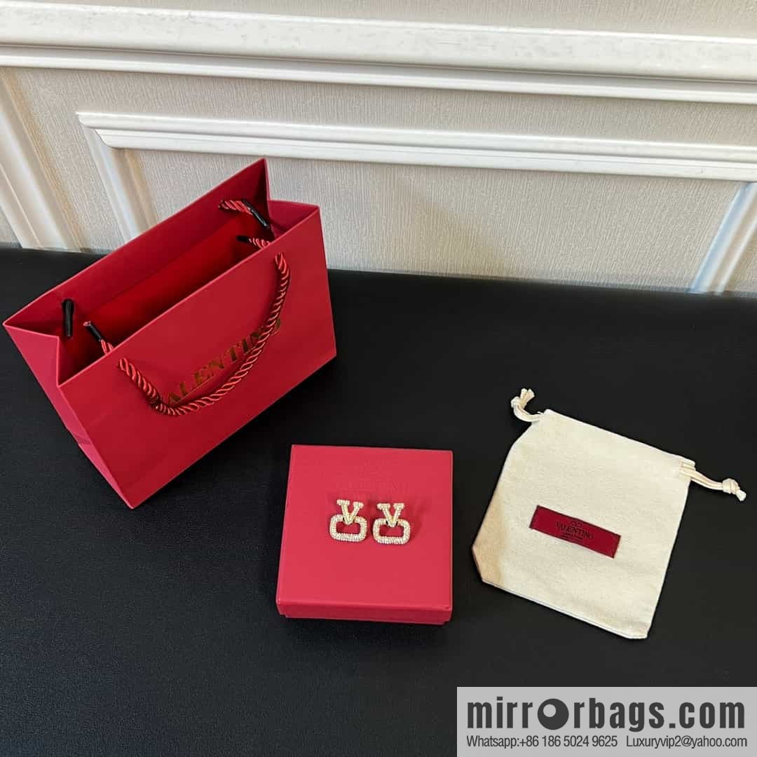 New ☑️ Valentino full diamond V gold stud earrings