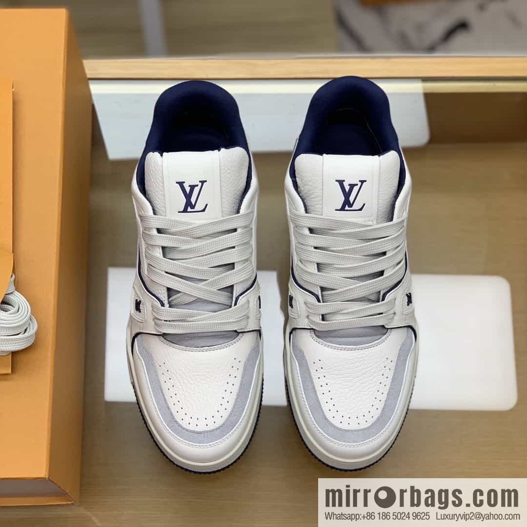 LV Louis Vuitton uses white calfskin to make His & Hers sports and leisure shoes