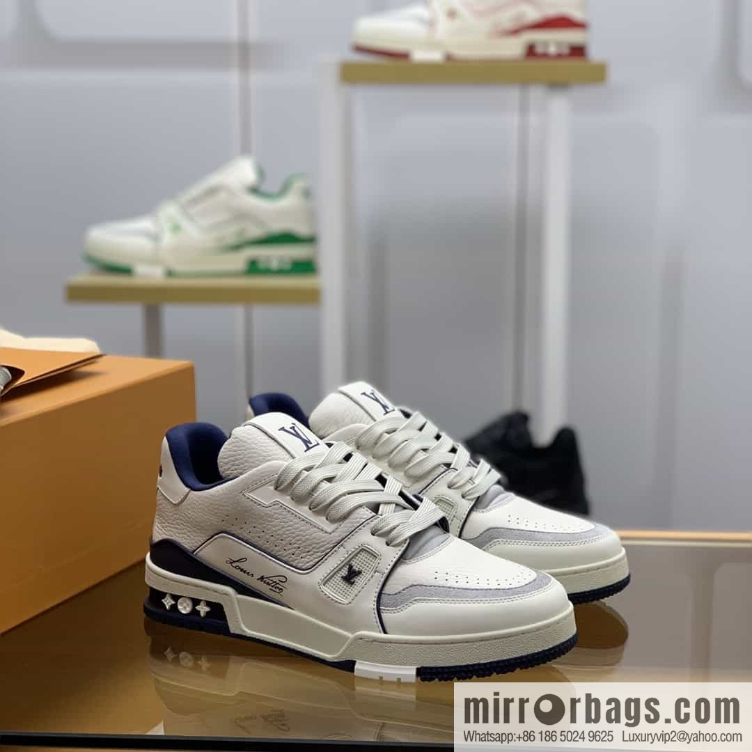 LV Louis Vuitton uses white calfskin to make His & Hers sports and leisure shoes