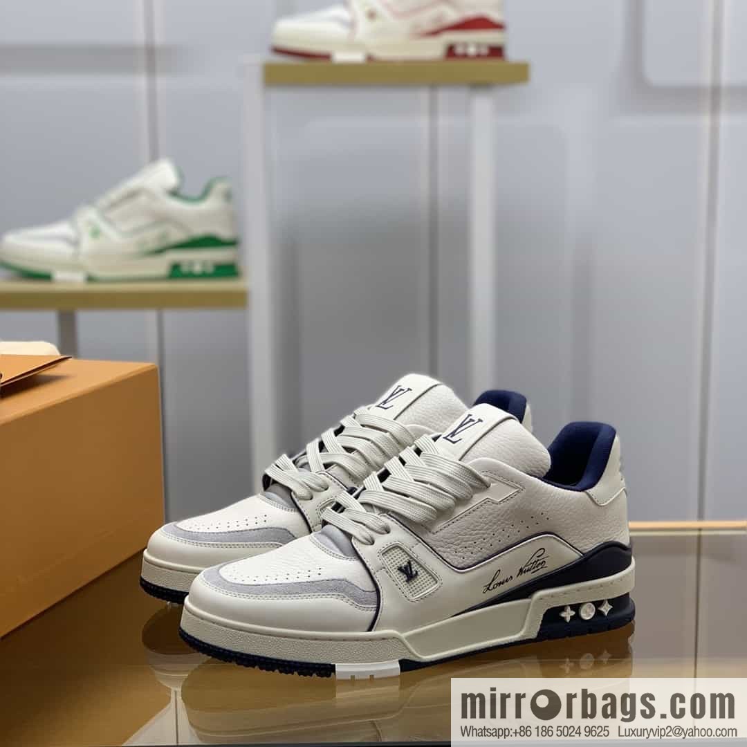LV Louis Vuitton uses white calfskin to make His & Hers sports and leisure shoes