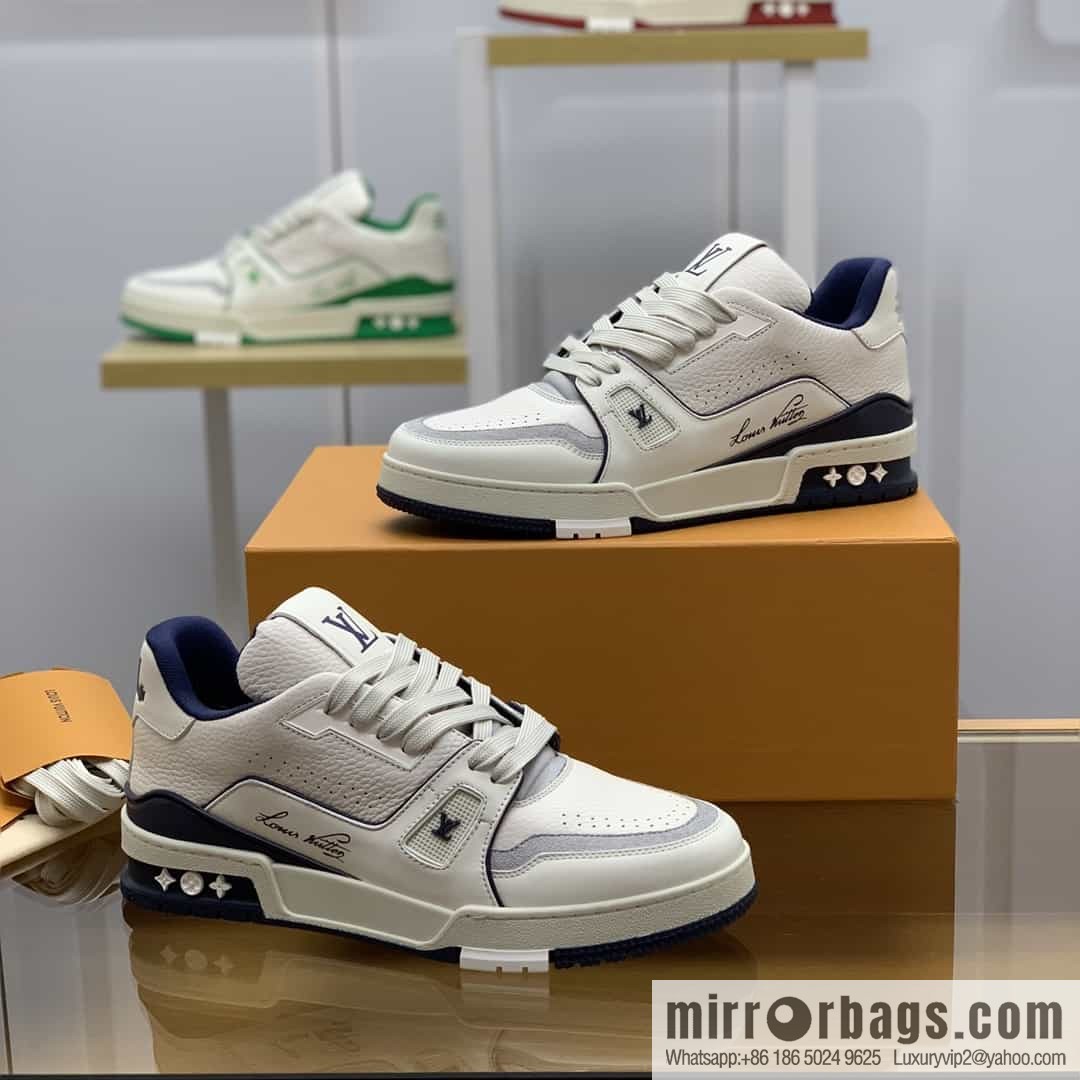 LV Louis Vuitton uses white calfskin to make His & Hers sports and leisure shoes