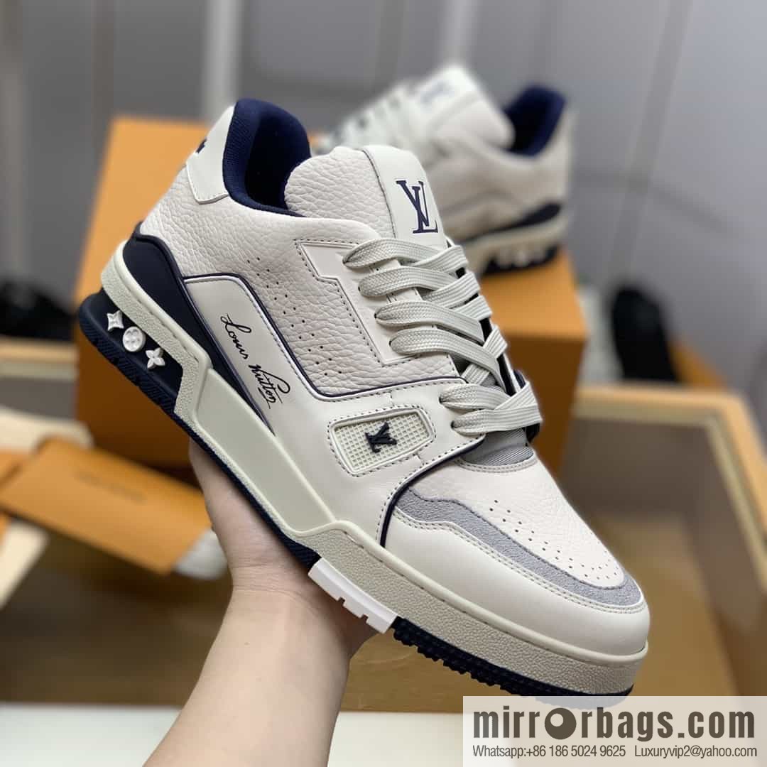LV Louis Vuitton uses white calfskin to make His & Hers sports and leisure shoes