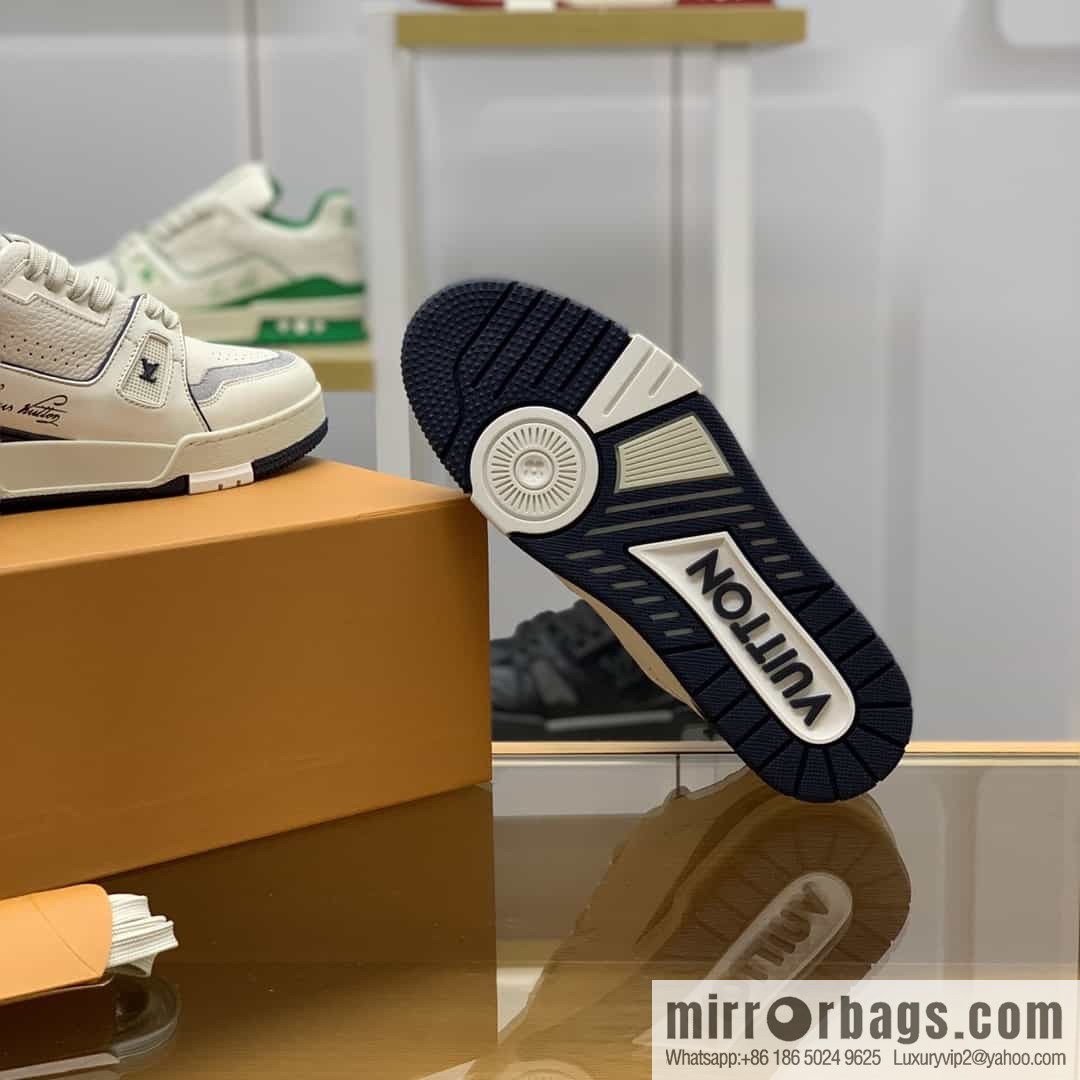 LV Louis Vuitton uses white calfskin to make His & Hers sports and leisure shoes