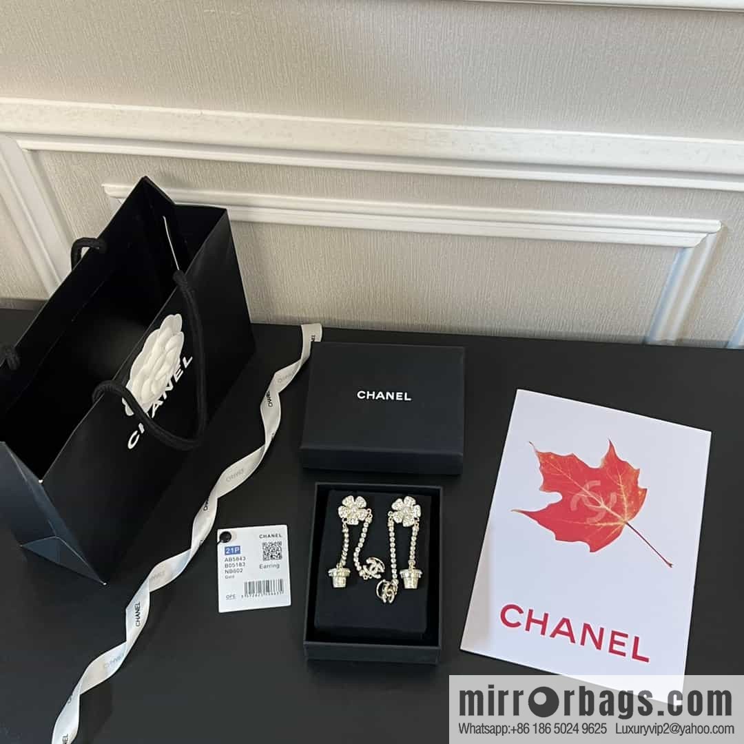 New ☑️ CHANEL CHANEL c2 double c flower pot earrings stud earrings