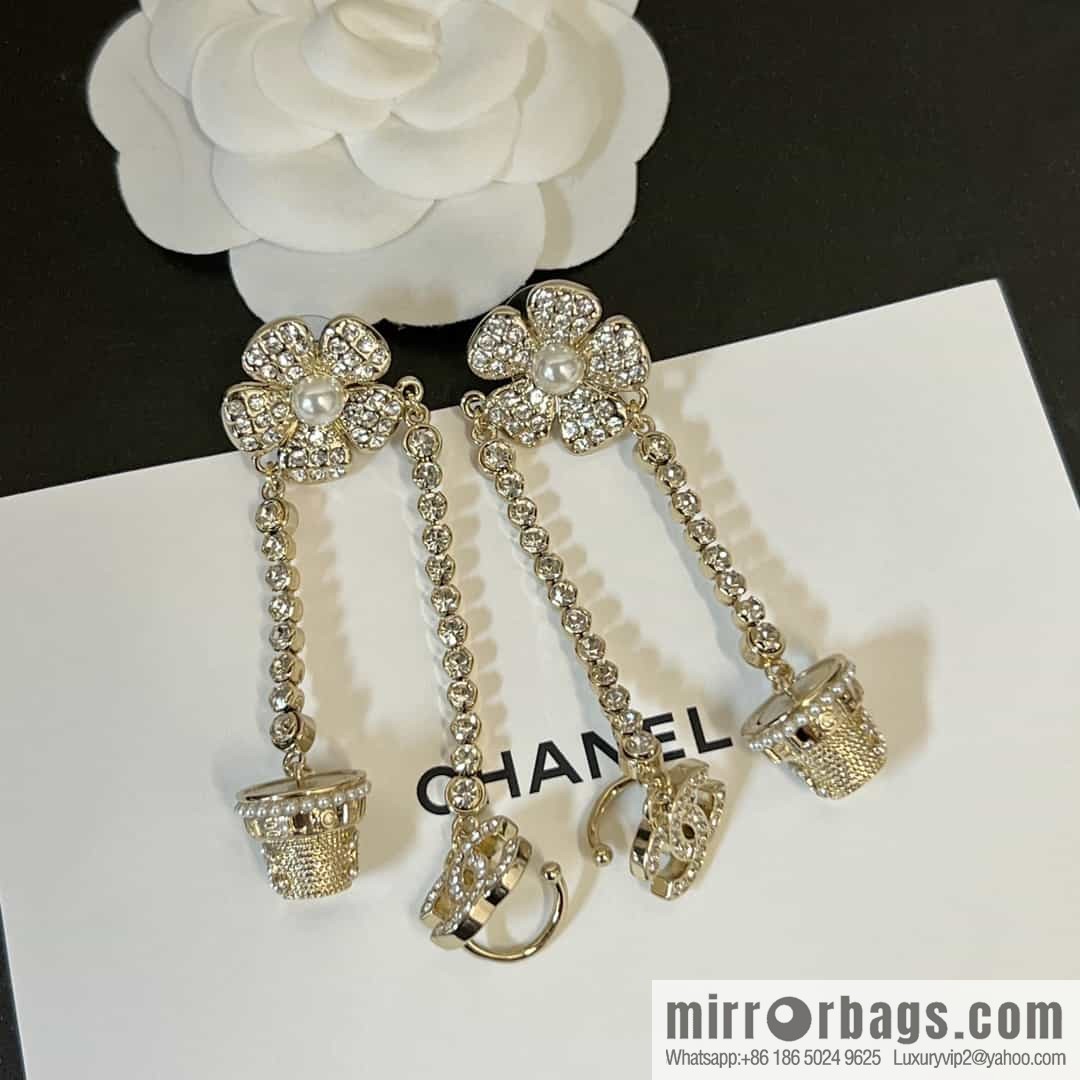 New ☑️ CHANEL CHANEL c2 double c flower pot earrings stud earrings