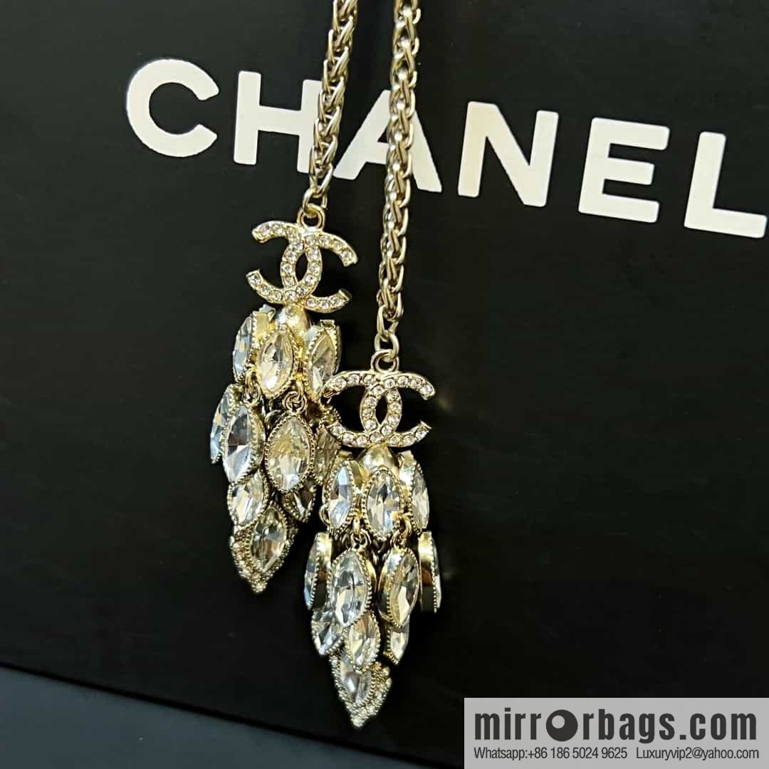 New ☑️ Chanel double c horse eye fringed black leather rope necklace