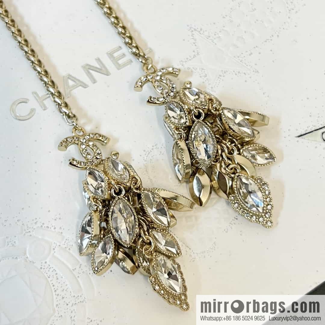 New ☑️ Chanel double c horse eye fringed black leather rope necklace