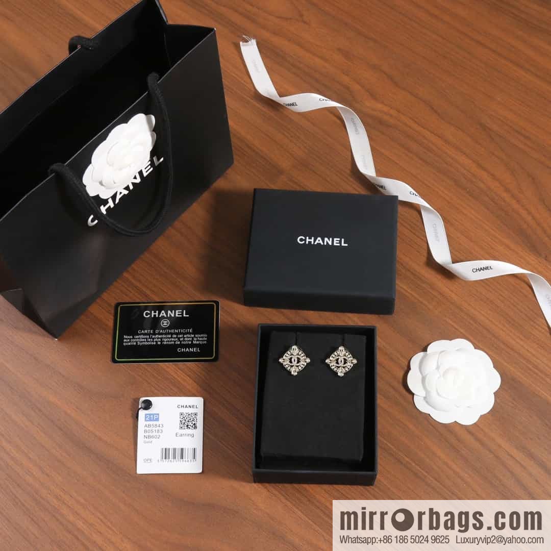 New ☑️ Chanel c1 double c round full diamond stud earrings