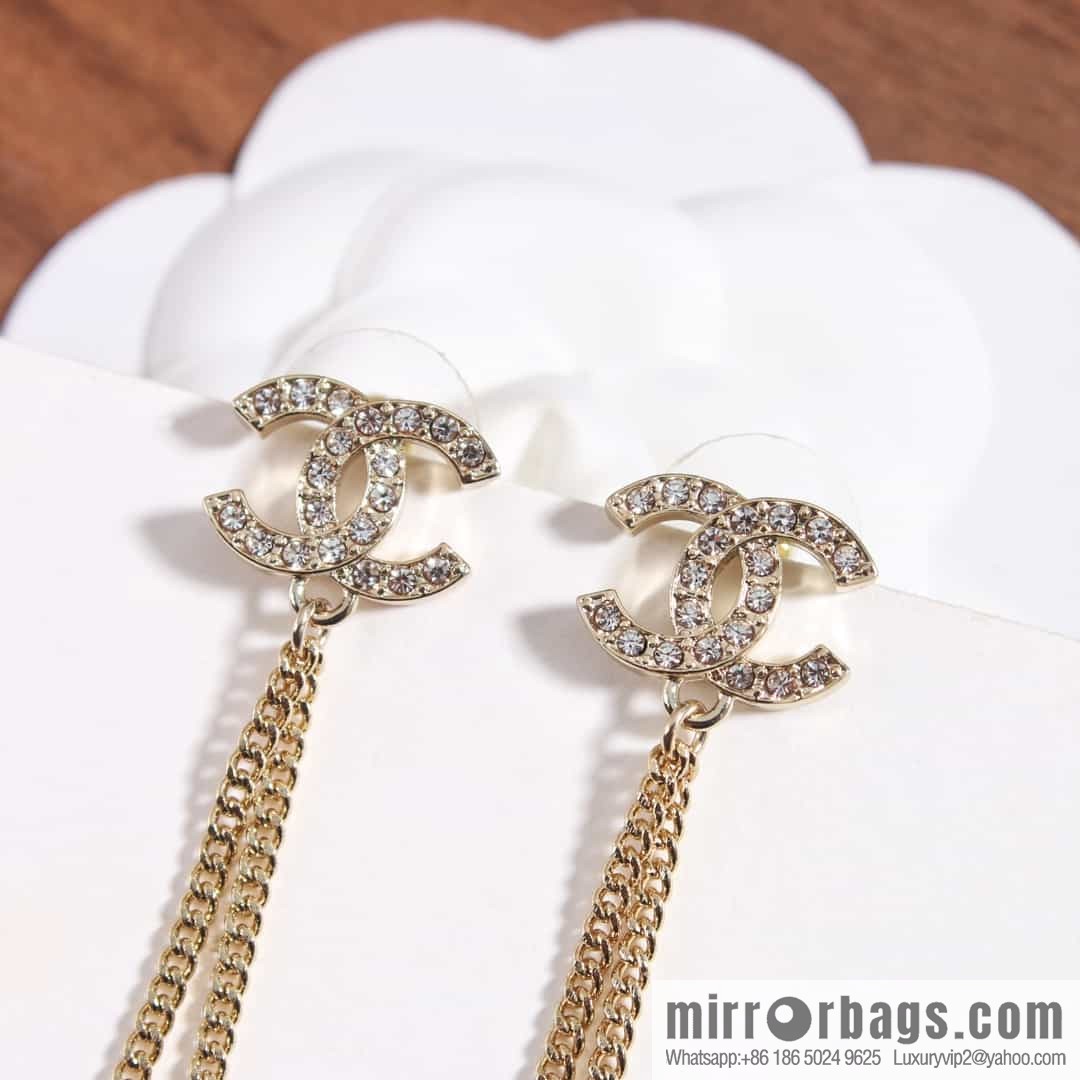 New ☑️ CHANEL Chanel c2 double c fringed pearl star stud earrings