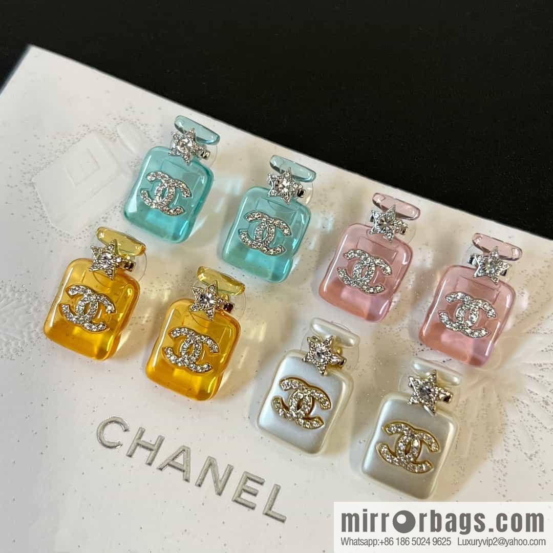 New ☑️ Chanel double c acrylic perfume bottle stud earrings