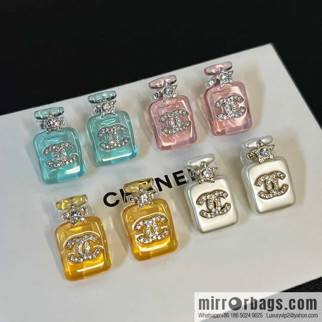 New ☑️ Chanel double c acrylic perfume bottle stud earrings