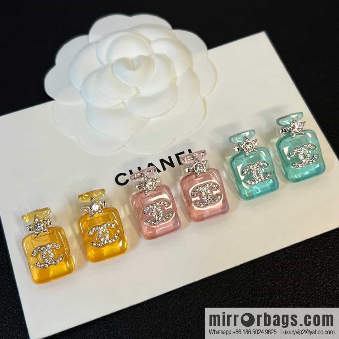New ☑️ Chanel double c acrylic perfume bottle stud earrings