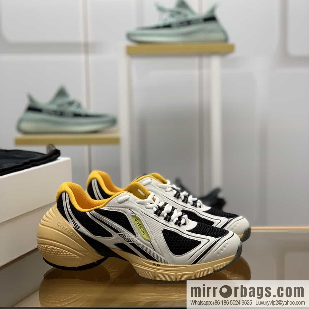 Givenchy, men's lace-up sneakers made of technologically knitted fabrics, synthetic leather and rubber