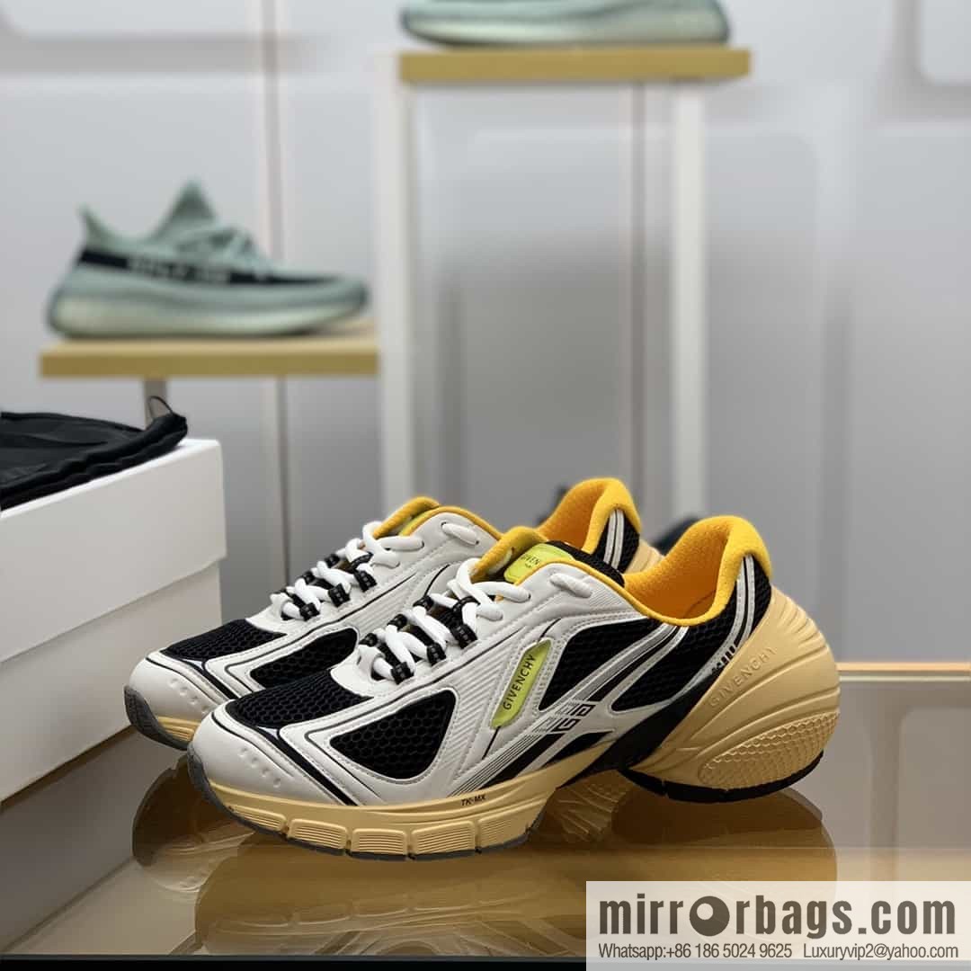 Givenchy, men's lace-up sneakers made of technologically knitted fabrics, synthetic leather and rubber