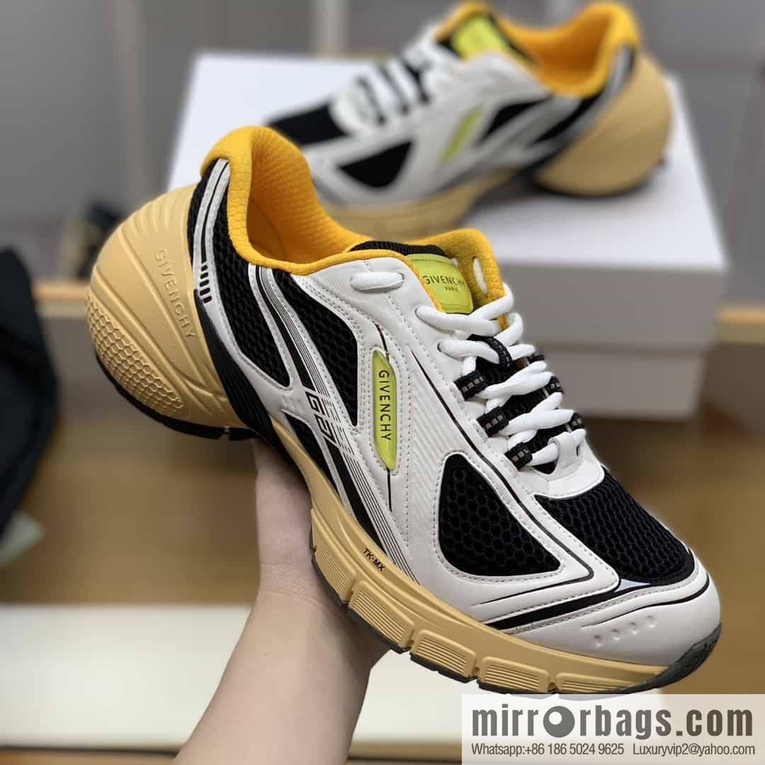 Givenchy, men's lace-up sneakers made of technologically knitted fabrics, synthetic leather and rubber