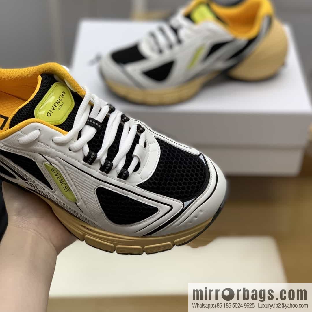 Givenchy, men's lace-up sneakers made of technologically knitted fabrics, synthetic leather and rubber