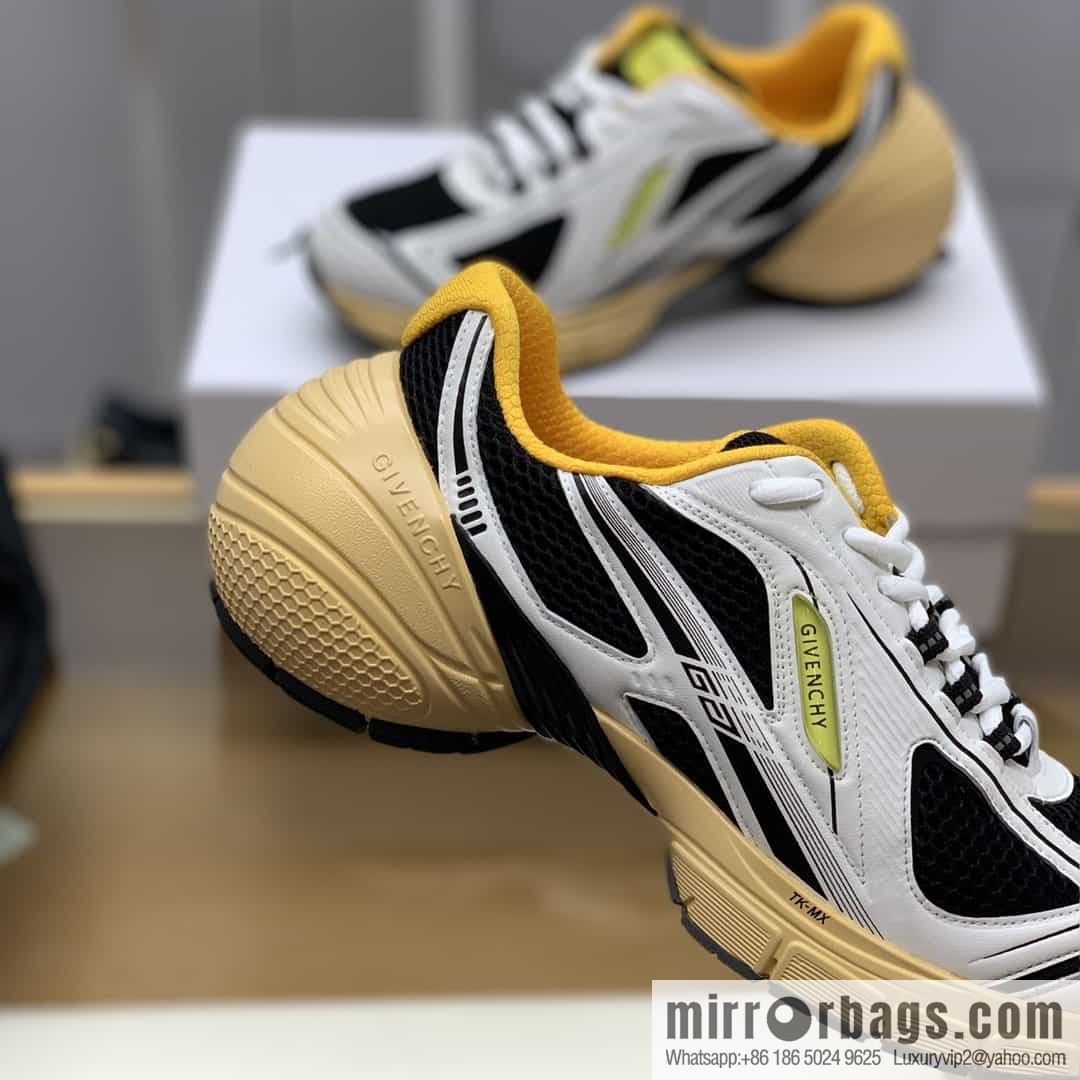 Givenchy, men's lace-up sneakers made of technologically knitted fabrics, synthetic leather and rubber