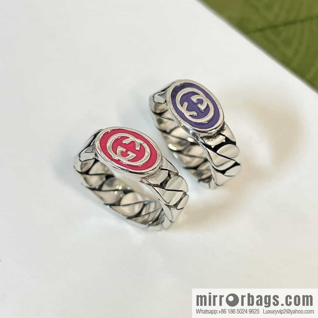New Gucci Gucci letter double G enamel drip ring