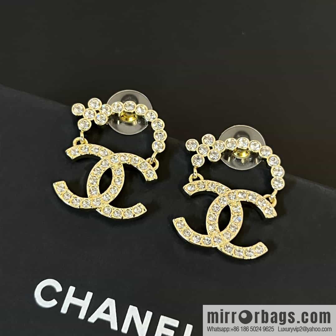 New ☑️ chanel c2 double c gold flower stud earrings