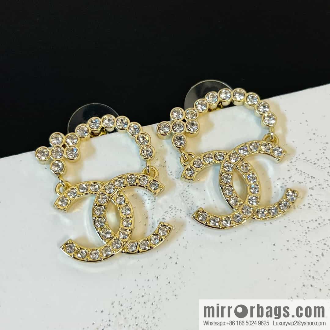 New ☑️ chanel c2 double c gold flower stud earrings