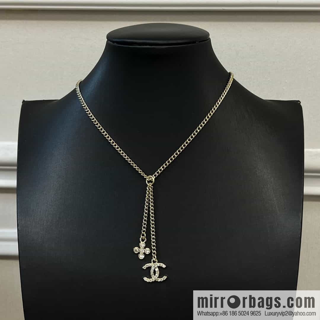 New ☑️ CHANEL Chanel double c rhombus full diamond tassel necklace