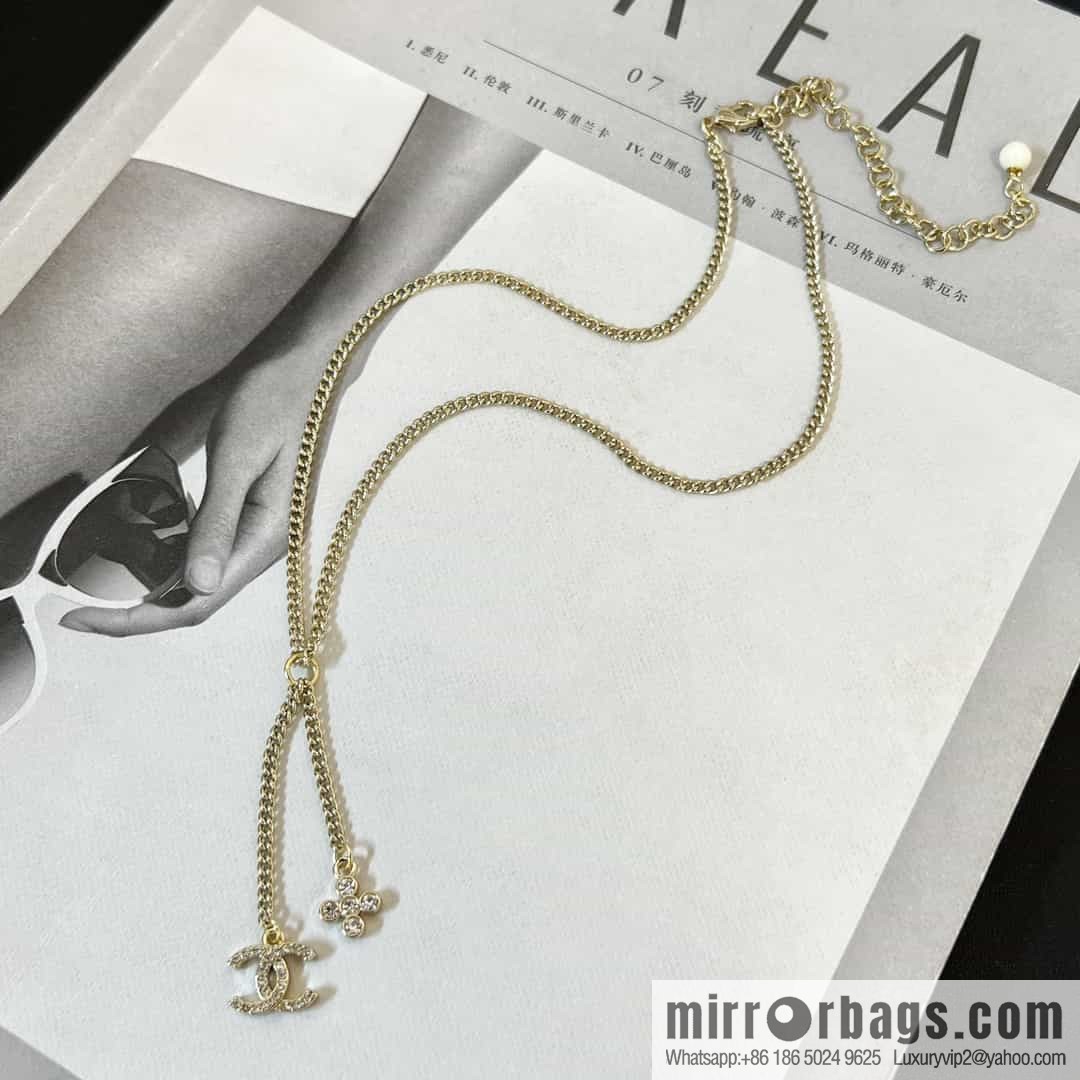 New ☑️ CHANEL Chanel double c rhombus full diamond tassel necklace