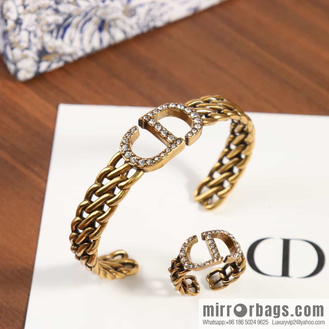 New ☑️ DIOR CD full diamond hollow open ring