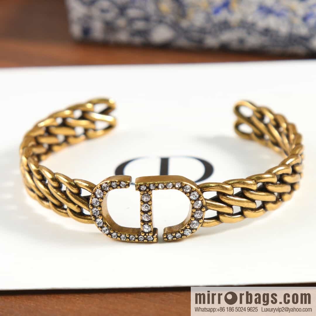 New ☑️ DIOR CD Full Diamond Hollow Opening Bracelet