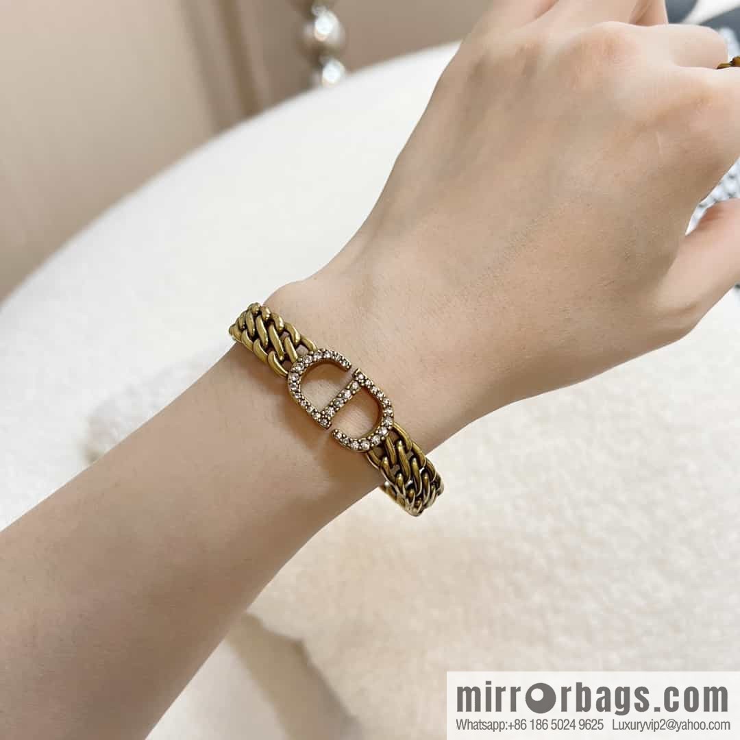 New ☑️ DIOR CD Full Diamond Hollow Opening Bracelet
