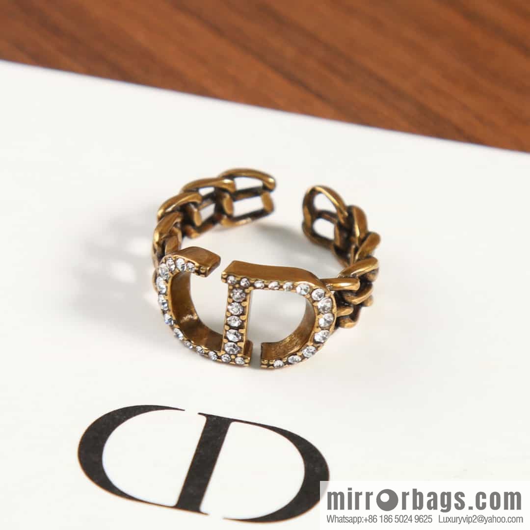 New ☑️ DIOR CD full diamond hollow open ring