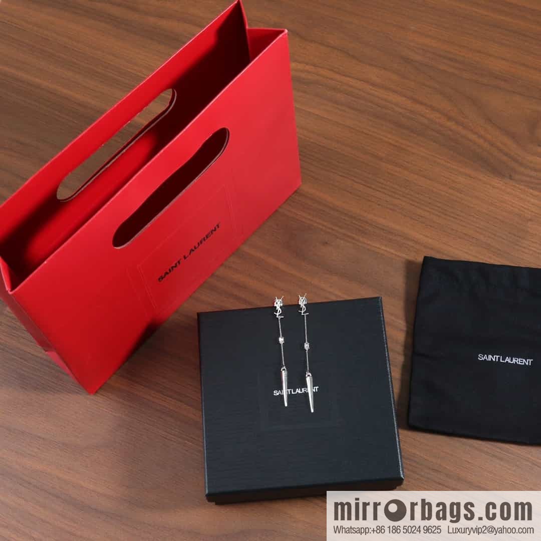 Saint Laurent YSL fringed stud earrings