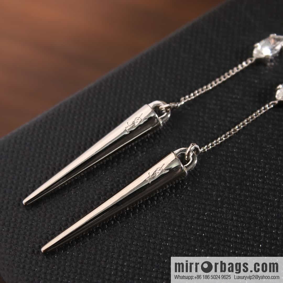Saint Laurent YSL fringed stud earrings