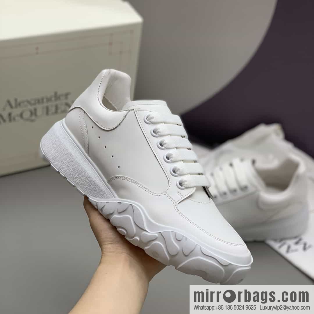 Alexander McQueen with leather heels and leather patchwork His & Hers sneakers