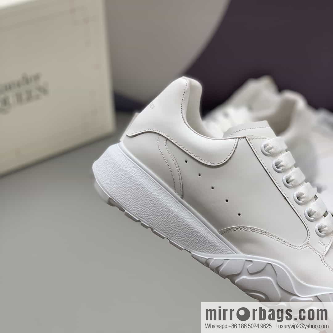 Alexander McQueen with leather heels and leather patchwork His & Hers sneakers