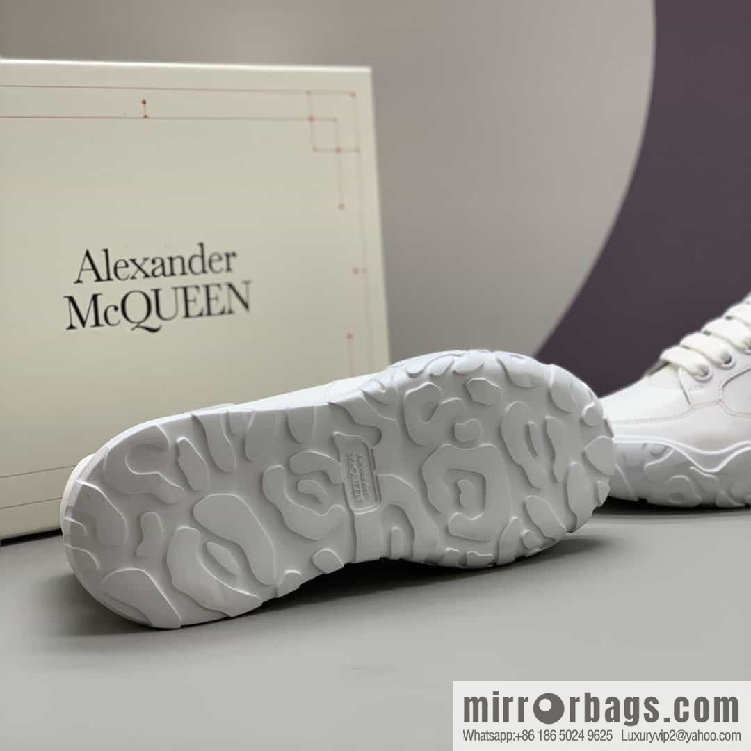 Alexander McQueen with leather heels and leather patchwork His & Hers sneakers