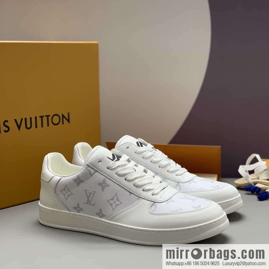 LV/Louis Vuitton men's casual shoes with leather patchwork
