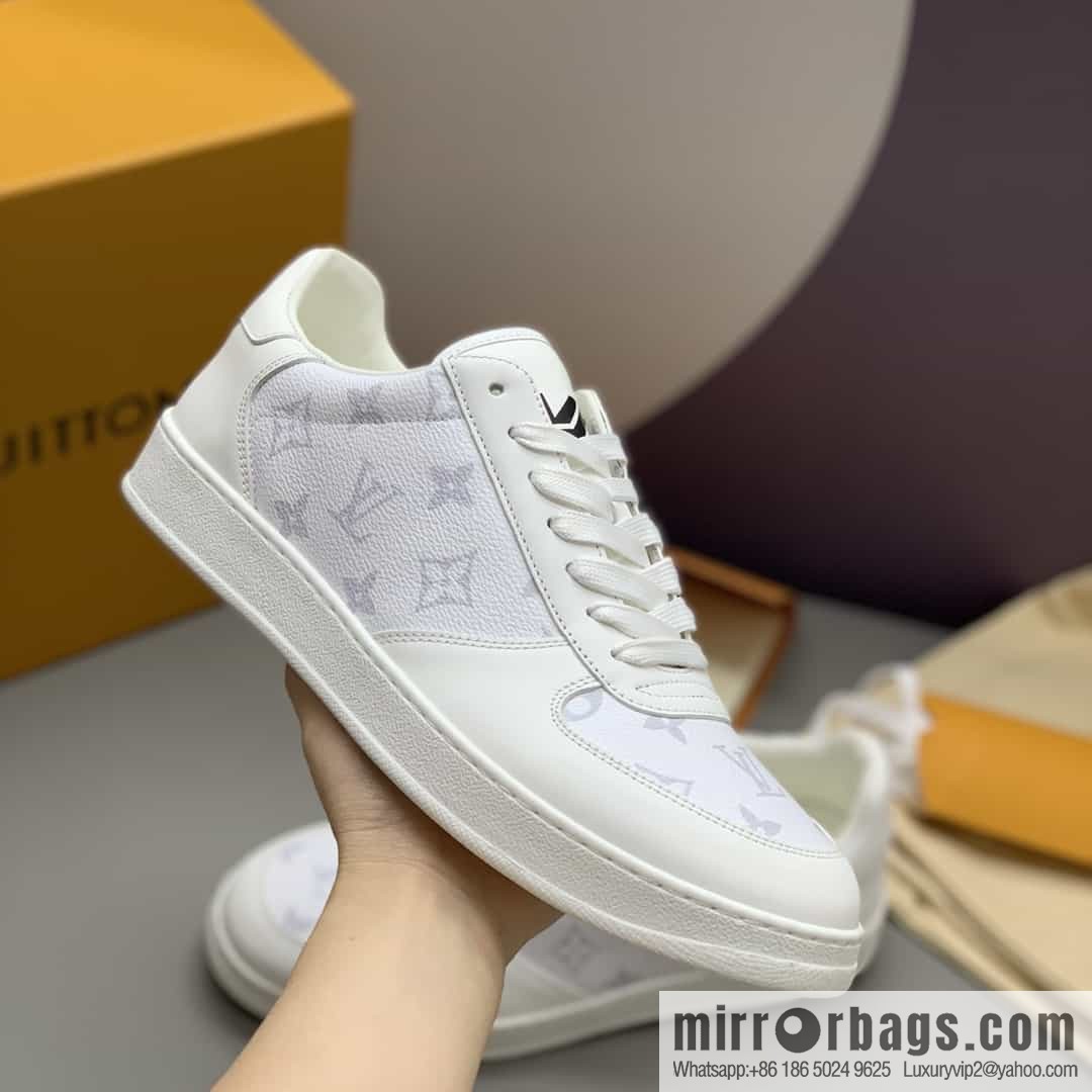 LV/Louis Vuitton men's casual shoes with leather patchwork