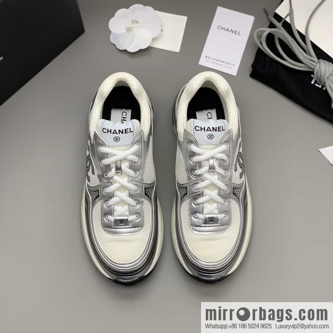 Chanel Chanel metal leather patchwork mesh Xiaoxiang women's sports and leisure shoes