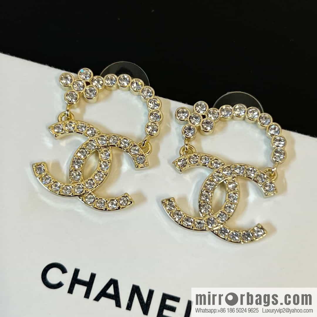 New ☑️ chanel c2 double c gold flower stud earrings